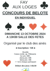 Concours de belote organisé par le Club des Aînés